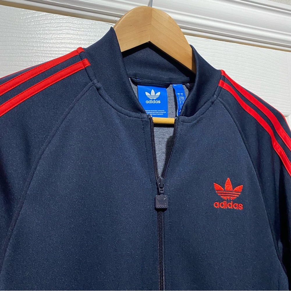 Navy and Red Adidas Track Jacket